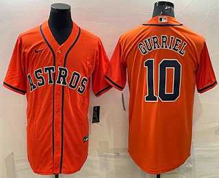 Men%27s Houston Astros #10 Yuli Gurriel Orange Stitched MLB Cool Base Nike Jersey